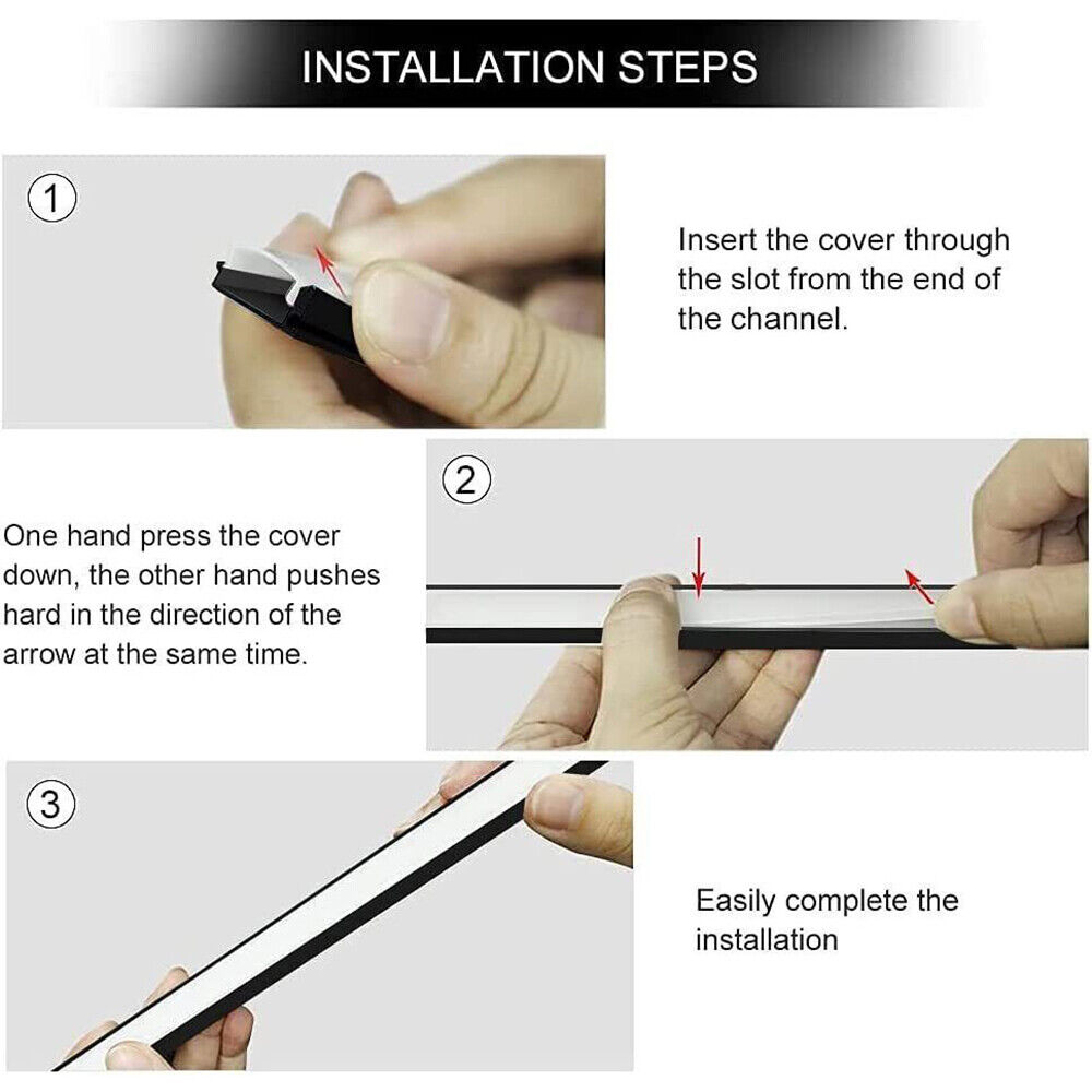 6 Pack LED Aluminium Channel Profile 3.3ft Extrusion Diffuser Strip Lights Cover
